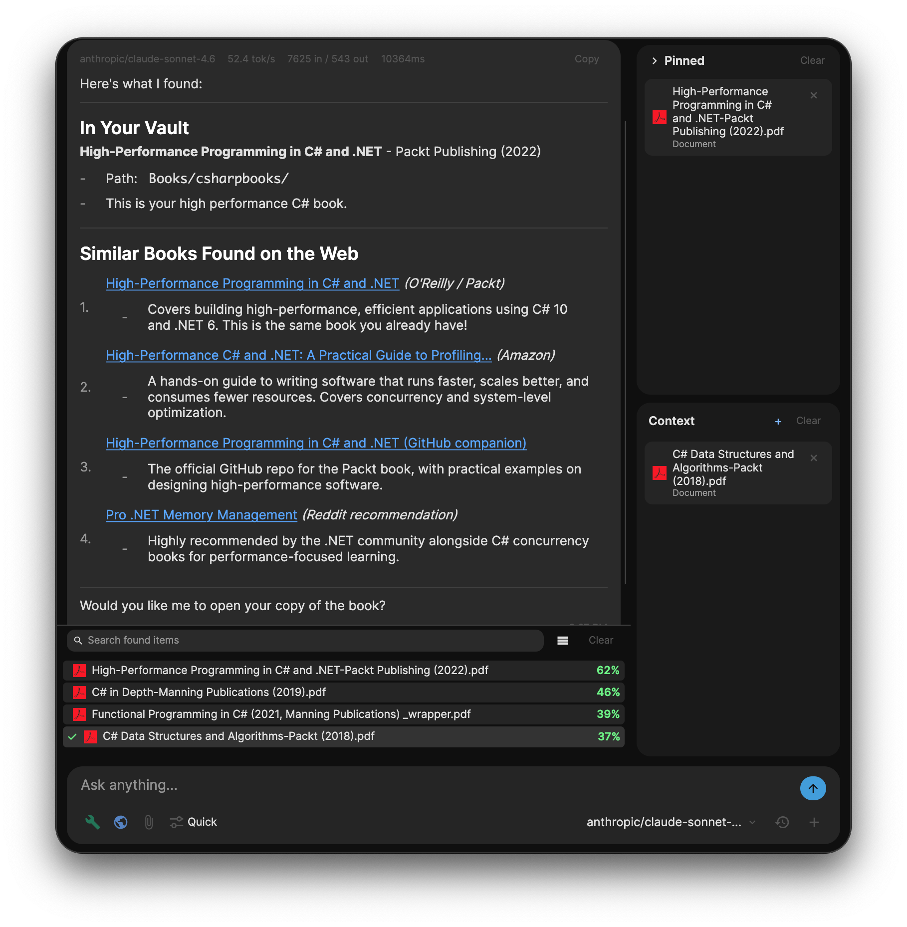VaultRAG chat interface