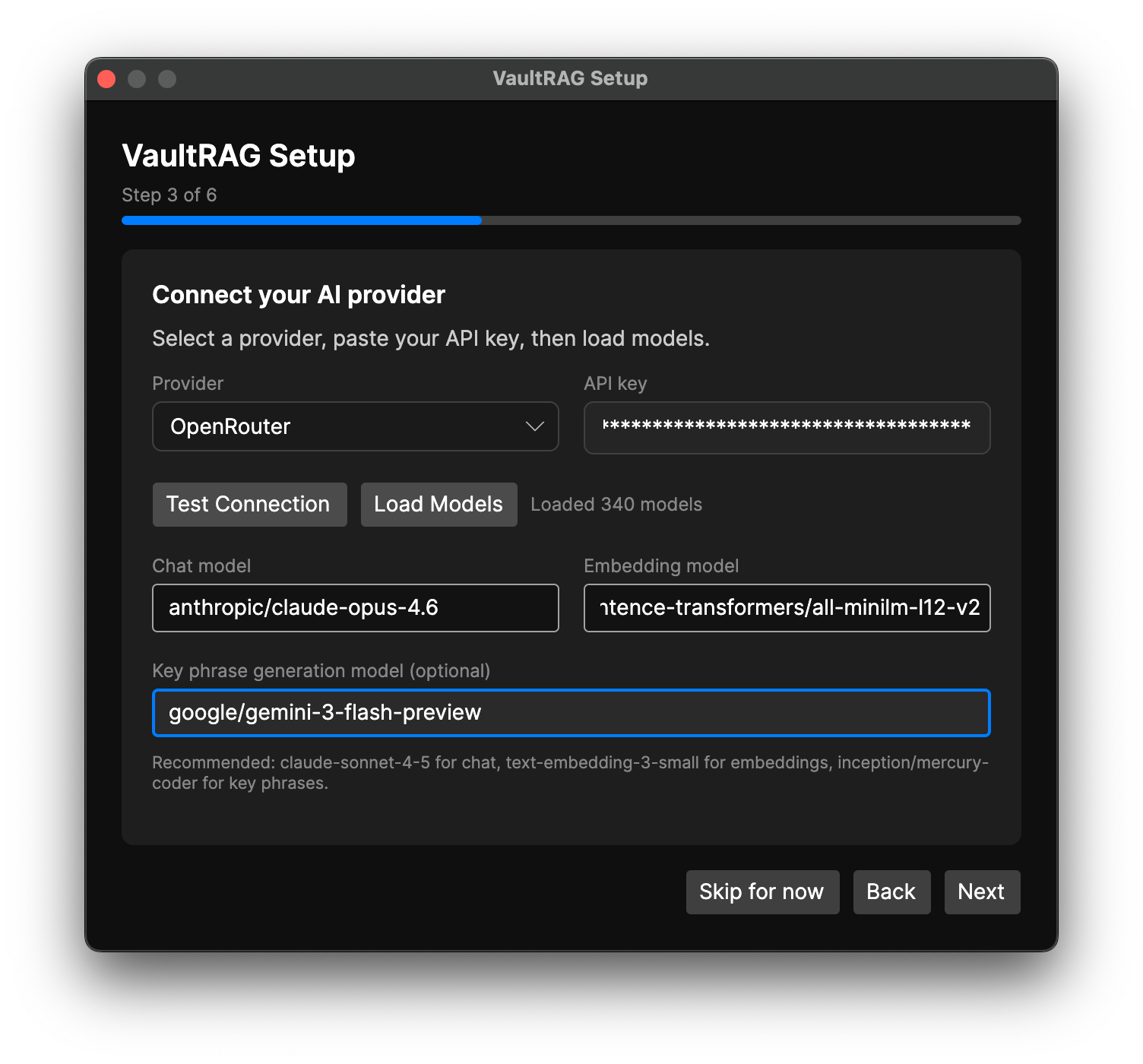 VaultRAG model selection