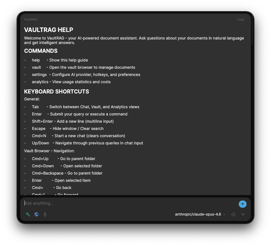 VaultRAG help guide